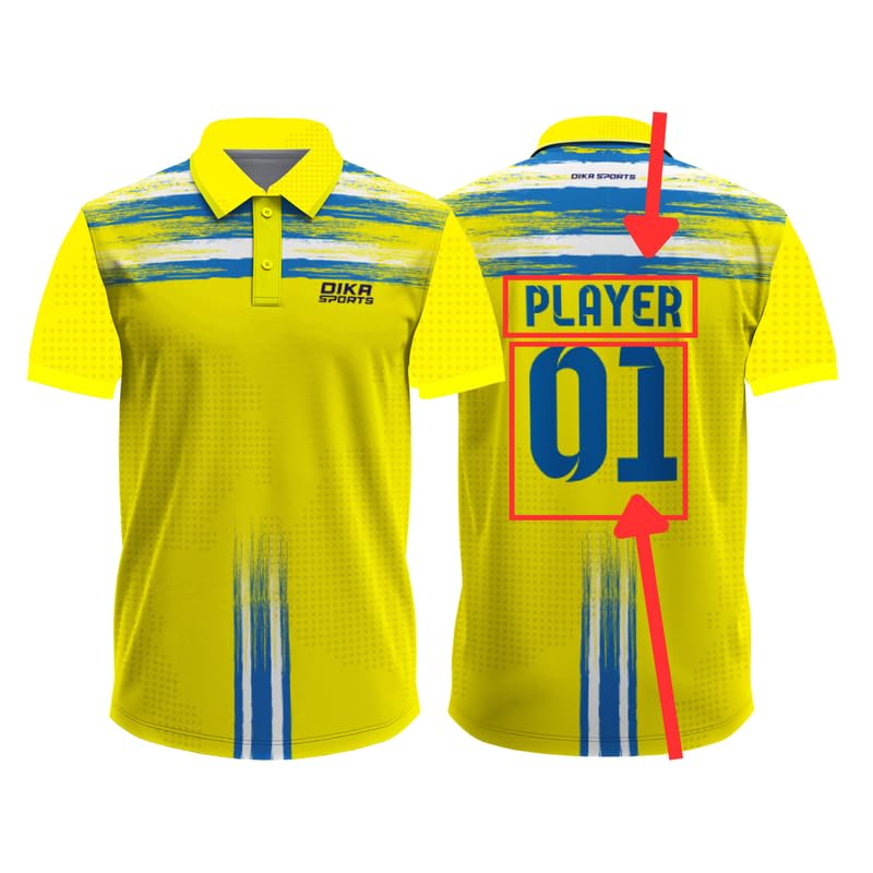 Dika Sports Custom jerseyCricket t-Shirt Breathable Cricket Jersey Printed | 2 Year to 5XL