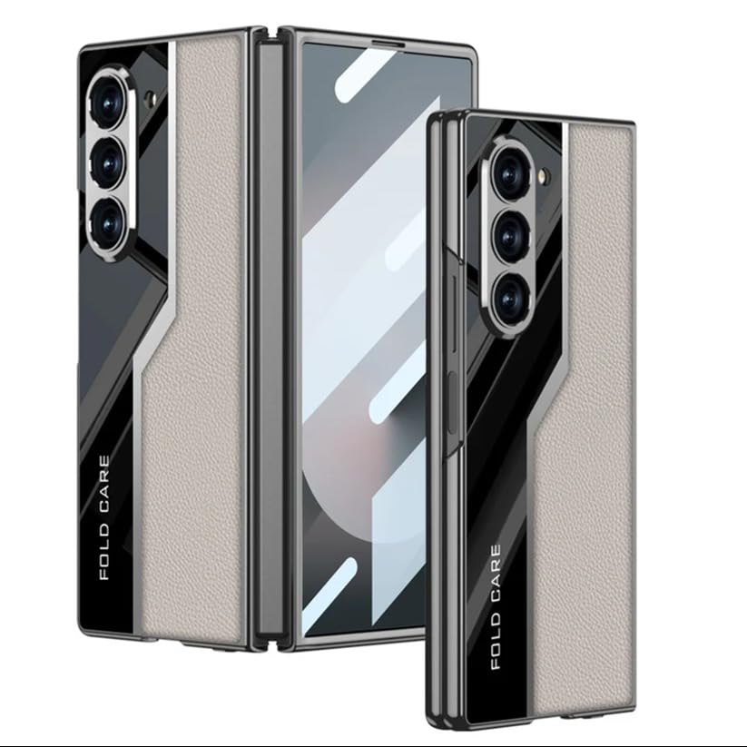 Image of MILLION CASES Back Cover Case for Samsung Galaxy Z Fold6 Shockproof Protective Quilted Classic Plain Leather Craft Case for Men & Boys(Black)