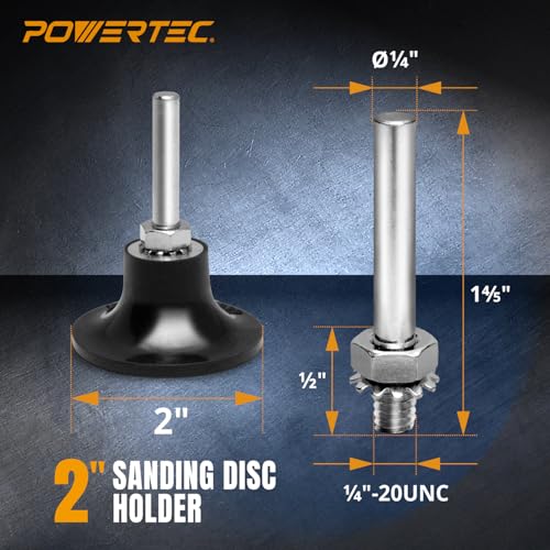 Image of POWERTEC 2-Inch R-Type Sanding Disc Holder, 1 /4 inch Shank Quick Change Pad Holder for Die Grinder, Power Drill & Rotary Tools - for Surface Conditioning, Polishing, Grinding & Rust Removal, 2PK (11404)