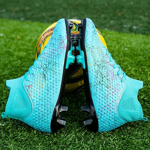 Image of Men's Soccer Shoes High-Top Soccer Cleats Outdoor Breathable Athletic Professional Spikes Youth Boys Football Shoes Unisex