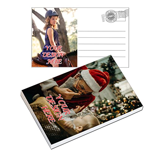 Cartes postales personnalisées de 10,2 x 15,2 cm - Ajoutez votre photo - Logo personnalisé sur les deux côtés - Couverture brillante épaisse - Carte postale fournie pour courrier direct et remises