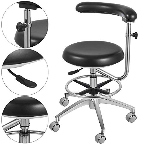 Happybuy Medical Dental Stool Dentist Chair with 360 Degree Rotation Armrest PU Leather