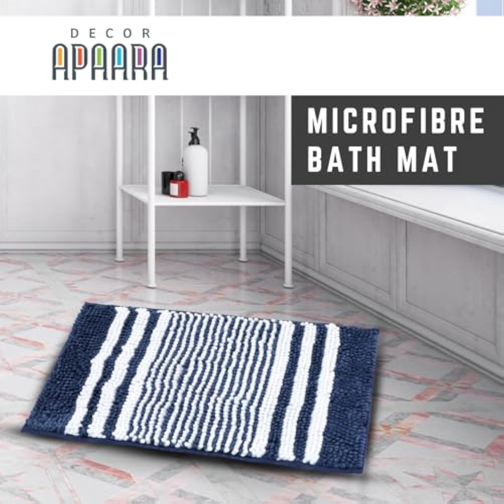 Chennile-Multicolour Super Soft Premium Polyester Non Slip Anti Skid Mat