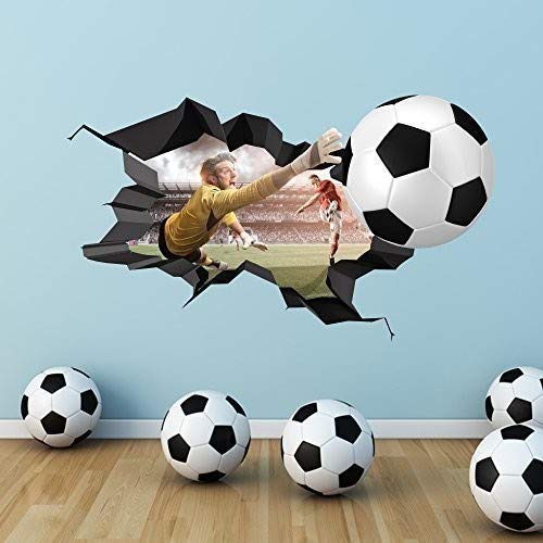 Wall Smart Designs 3D FOOTBALL FULL COLOUR CRACKED GOAL Art stickers Decal Boys Graphic Mural Print Self Adhesive WSD15