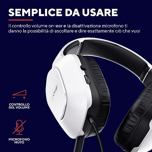 GXT 415W Zirox Cuffie Gaming Leggere con Driver da 50 mm per PC, Xbox, PS4, PS5, Switch, Mobile, Jack Audio 3.5 mm, Cavo 2m, Cuffie con Microfono Over-Ear - Bianco - Cuffia gaming - Immagine 5