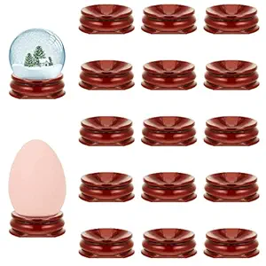 15 Pieces Crystal Holder for Stones Wooden Sphere Stands Crystal Display Stand Crystal Sphere Holder Decorative Ball Stand Egg Holders for Display Ball Egg Base Display Pedestals Globe Stone Decor