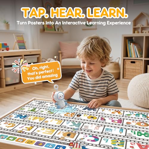 Image of Interactive Learning Posters with Talking Astronaut Pen Tap to Learn ABCs Numbers Colors and Words Screen Free Educational Toy for Toddlers Ages 3 to 5