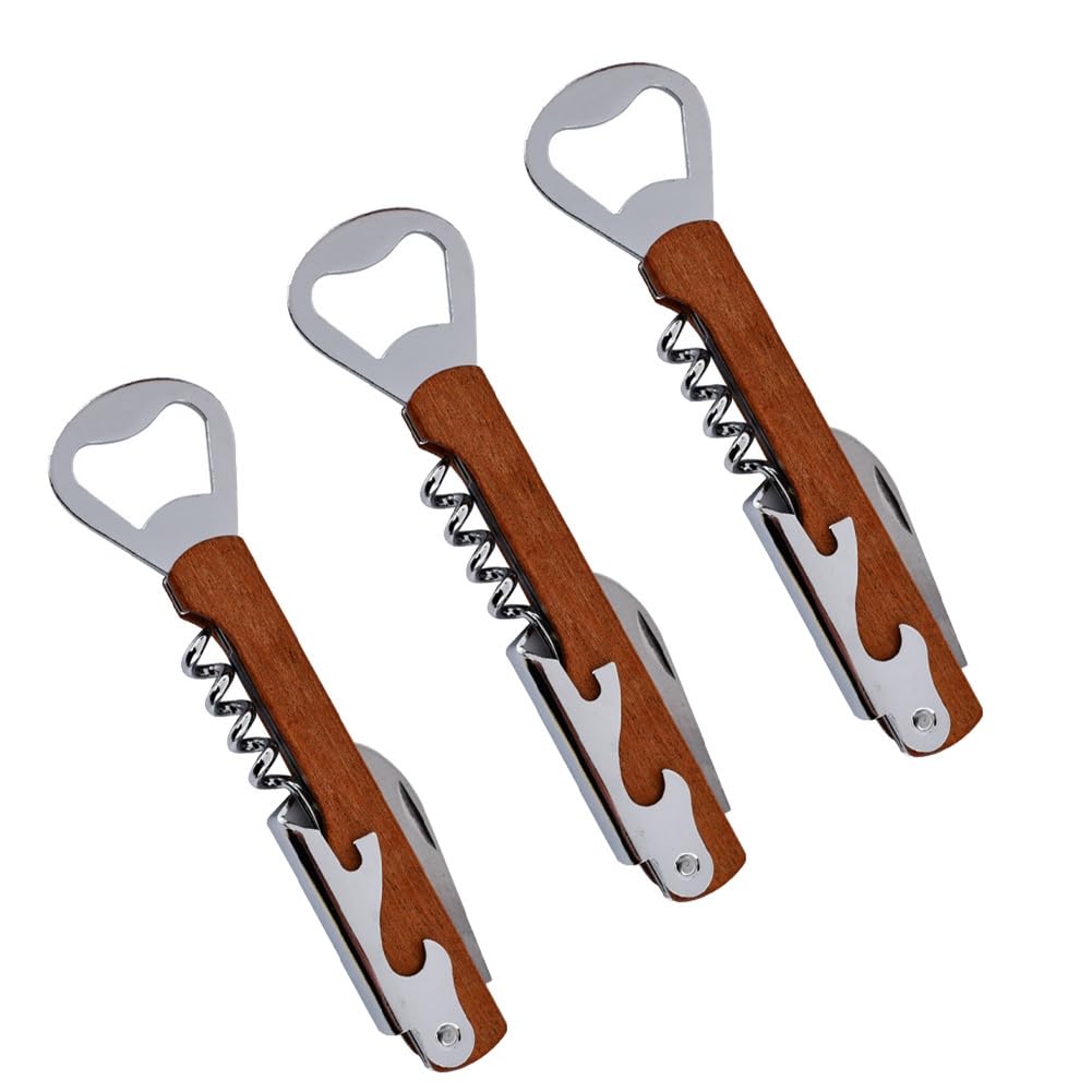 CTRLZS Stainless Steel Wine Bottle Opener, Beer Bottle Opener, Wine Knife, Beverage Bottle Opener Sapele