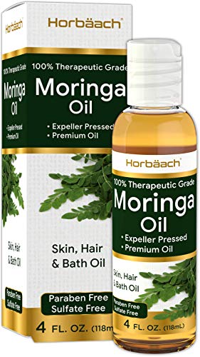 Premium Moringa Oil 4 oz | Paraben Free, Sulfate Free, Non-GMO | Max Hydration For Hair, Skin and Face | By Horbaach