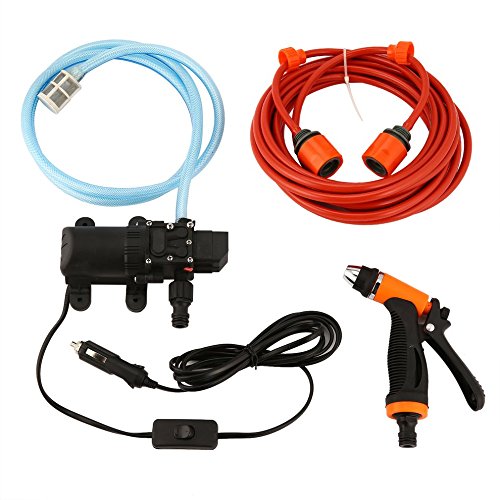Emily Portable High Pressure Car Cleaning Kit 70W 130PSI 12V DIY Auto Washing Tools orange & black