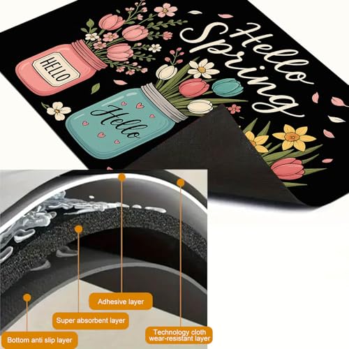 Image of HOMETITUTE Spring Floral Jar Stove Top Cover 28x20 Heat Resistant Mat
