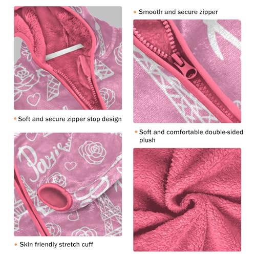 OTVEE Paris Eiffel Tower Pink Kids Hoodie Jacket Fall Spring Full Zip Warm Outwear Coat3