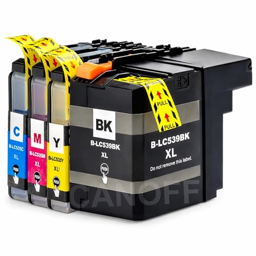 Image of CANOFF Compatible Ink Cartridges for Brother LC539BK XL & LC535C, LC535M, LC535Y XL, High Yield, 4-Pack (1 Black, Cyan, Magenta, Yellow) for DCP-J100 DCP-J105 MFC-J200 Printer