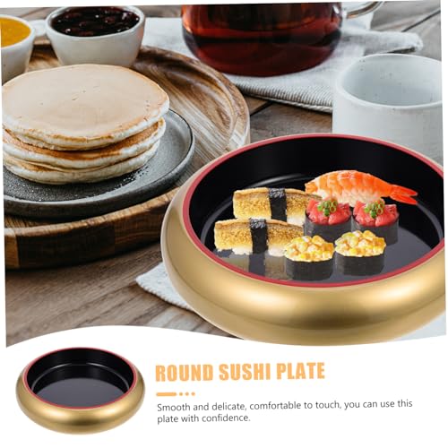 Plato redondo elegante de plástico para sushi miniatura 4