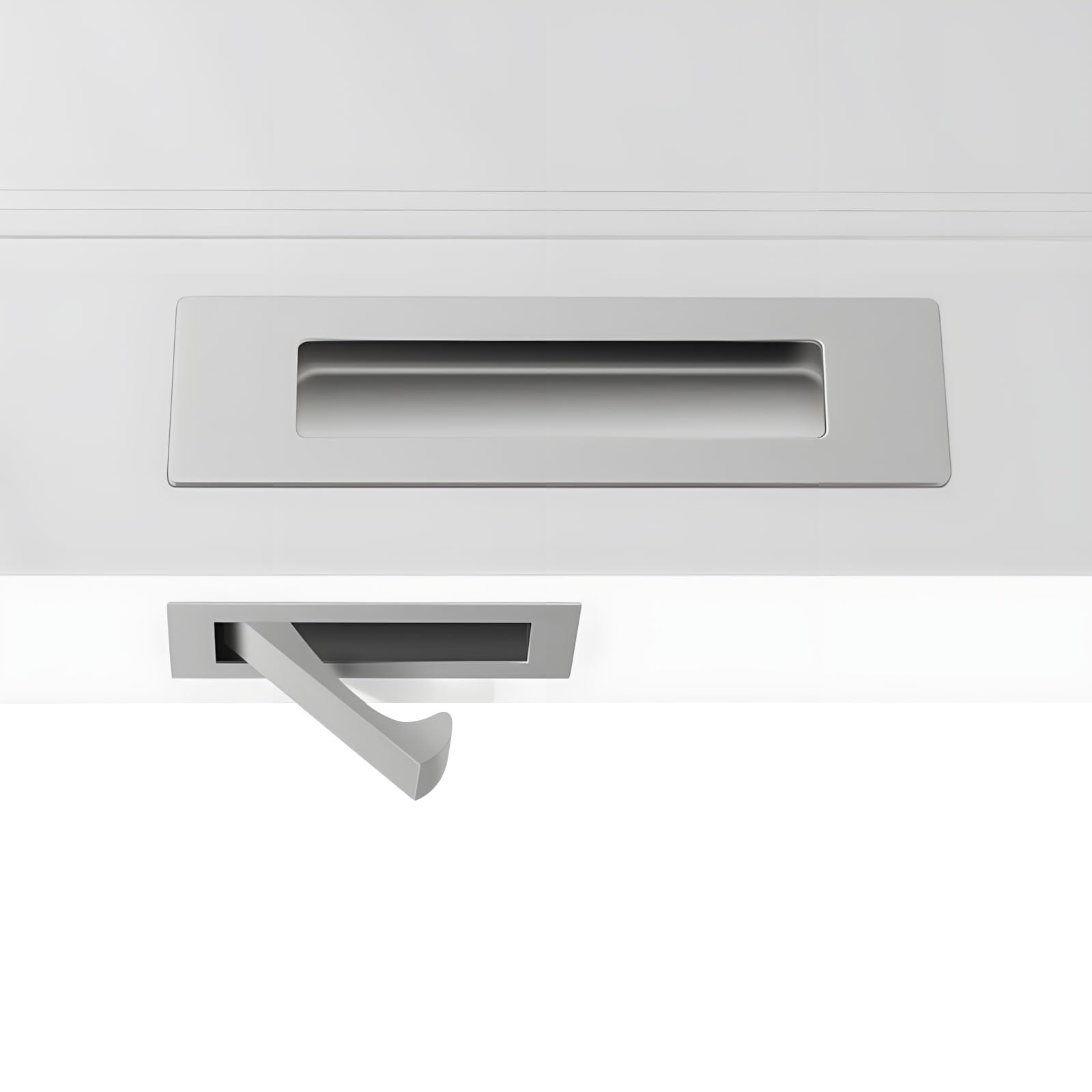 Uikios Silver Simple Hidden Storage Handles 18Cm And 8Cm Stainless Steel Push Pull Design For Homes Contemporary Hidden Door Pull Handles Stainless Steel
