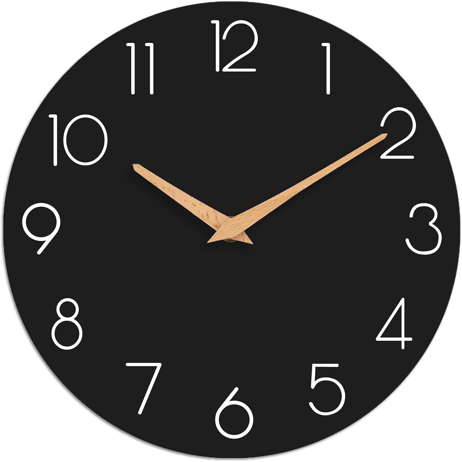 Wall Clock, 16 Inch Wooden Battery Operated Wall Clocks Silent Non-Ticking, Decorative Black Clock for Living Room, Bedroom, Kitchen, Home, Office, School, Hotel C_black 16 INCE