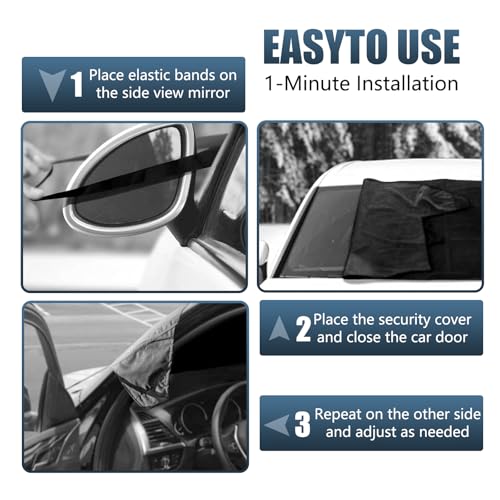 Image of 1 PC Car Windshield Snow Shield Cover, 75 inch x 42.25 inch 600D Thick Oxford Fabric Car Windshield Cover, Waterproof and Antifreeze Window Protector, Universal for Most Cars (Black)