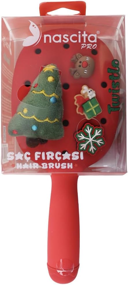 Nascita Twistlo Yılbaşı Temalı Saç Fırçası Kırmızı - 76