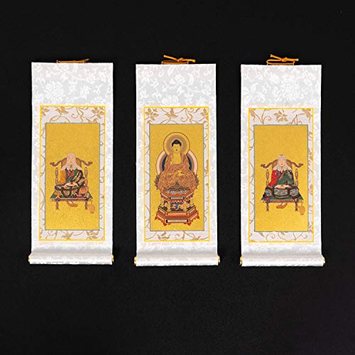 なごみ工房 掛け軸 まいづる 極豆代 三幅 (阿弥陀如来 知ギ 最澄) 天台宗 仏壇 ミニ仏壇 仏具