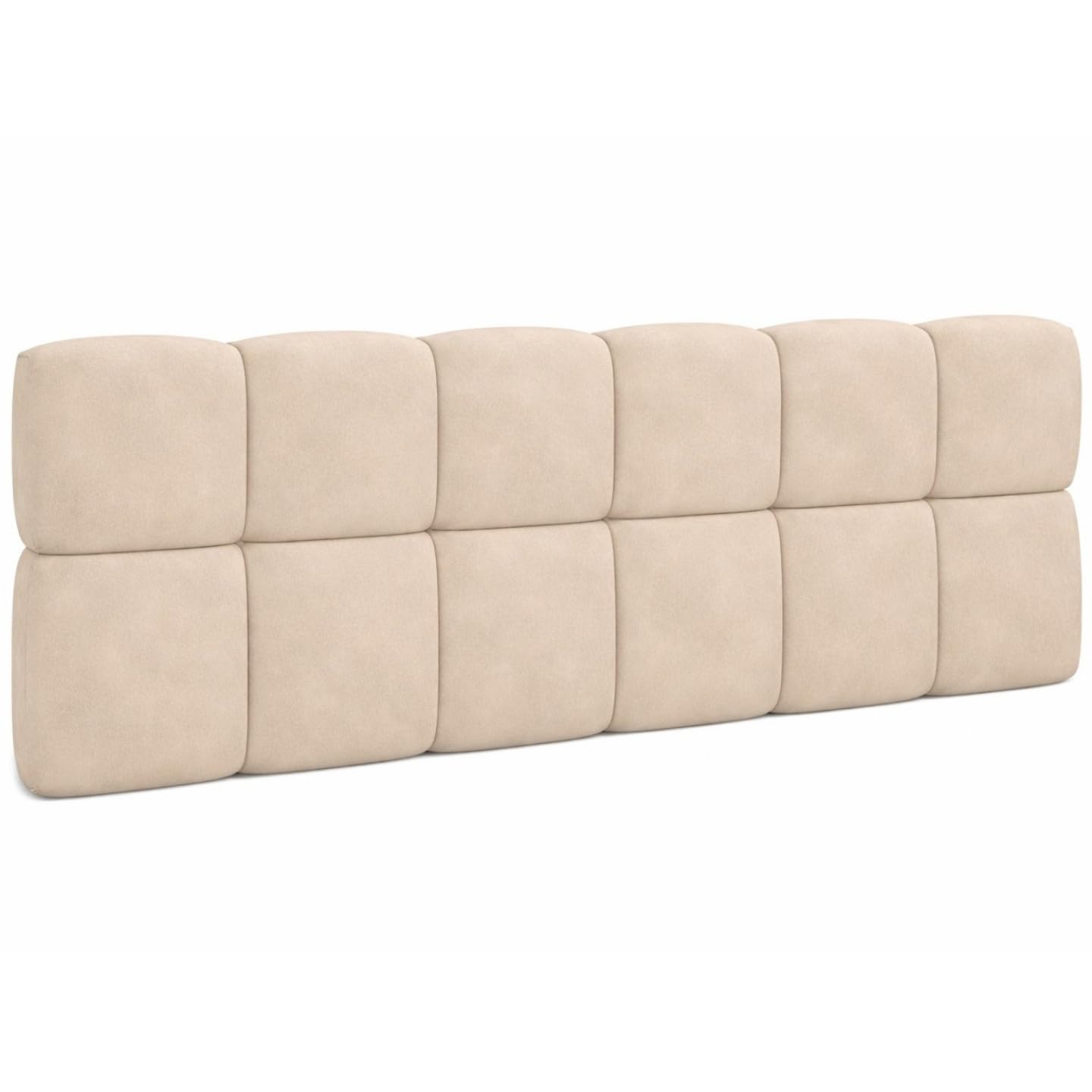 IDMarket - Tête de lit Suspendue matelassée Nuage Velours Beige 160 cm