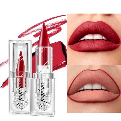 Image of Depuplum Dark Red Lipstick Gradient Matte Lip Liner Combo for Women