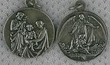 Neusilbermedaille Heilige Familie Medaille, Kettenanhänger aus Neusilber, mit Kautschukband