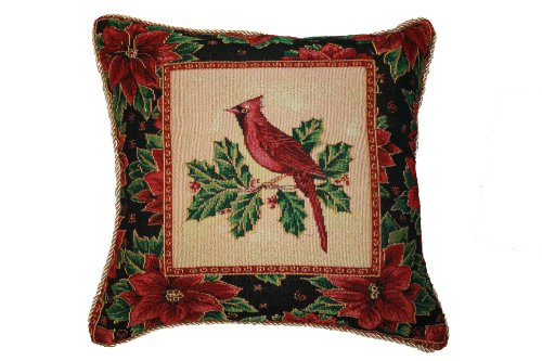 Violet Linen Decorative Christmas Cardinal Design Tapestry, 18