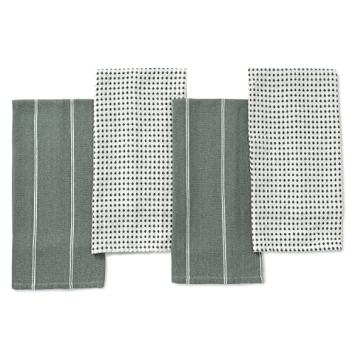 Folkulture 100% Cotton Kitchen Towels With Hanging Loop, Waffle Weave Kitchen Towels And Dishcloths Sets, Hand Towels For Kitchen, Boho Kitchen Towels, 20 X 28 Inches, Set Of 4, (Khaki Green) #TOP19