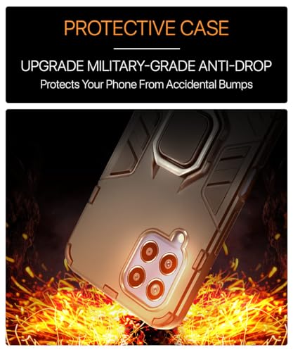 Image of WOW IMAGINE Shock Proof Back Case Mobile Cover for Samsung Galaxy M33 5G | Back Cover Case (Tough Armor | Hybrid PC + TPU | Ring Holder & in-Built Kickstand | Black)