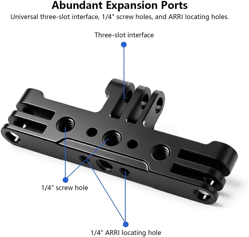 Multi-Functional Camera Mount Adapter, Phone Expansion Bracket with 1/4" Screw Hole & ARRI-Standard Positioning Hole, 360° Swivel 3-Cards Holder