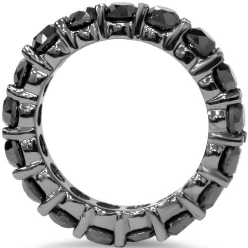 Pompeii 5ct Round Black Diamond Eternity Womens Wedding Ring 14K Black Gold Wedding Band3