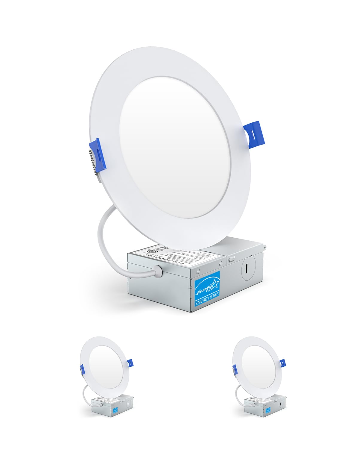 PAZZO 2 Pack 6 Inch LED Recessed Ceiling Light, 5000K Daylight 1100LM High Brightness, Dimmable Canless Wafer Downlight, ETL and Energy Star Certified, 12W, Junction Box Included