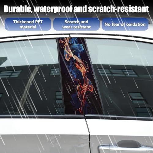 Image of JSCARLIFE Smoke Series Car B-Pillar Sticker, HD Printed PVC Waterproof Car Decals, Car Stickers Vinyl Self-Adhesive Side Strip Decal Cool Stickers (Gold)