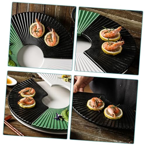 Plato japonés cerámico estilo abanico para sushi miniatura 4