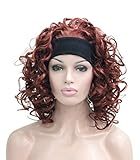 Kalyss 3/4 Half Wig Women's Short Ful Curly Premium Synthetic Hair Wig with Black Headband (Fox Red)