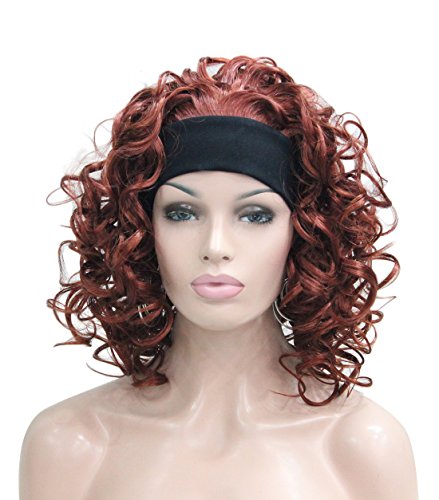 Kalyss 3/4 Half Wig Women's Short Ful Curly Premium Synthetic Hair Wig with Black Headband (Fox Red) Kalyss 3/4 Half Wig Women's Short Ful Curly Premium Synthetic Hair Wig with Black Headband (Fox Red)