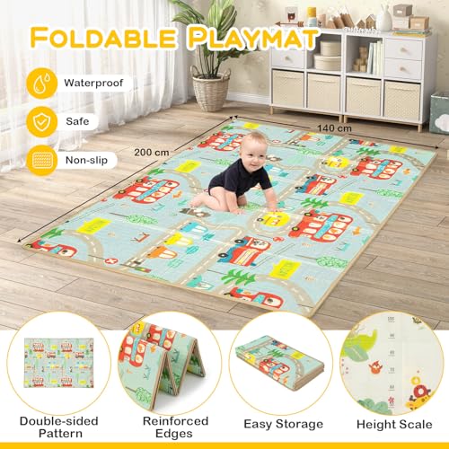 COSTWAY Baby Playpen, 206 x 147cm Extra Large Toddler Fence with Mat, Ocean Balls, Pull Rings, Breathable Mesh, Indoor Outdoor Infants Activity Play Yard for Babies and Toddlers - Image 4