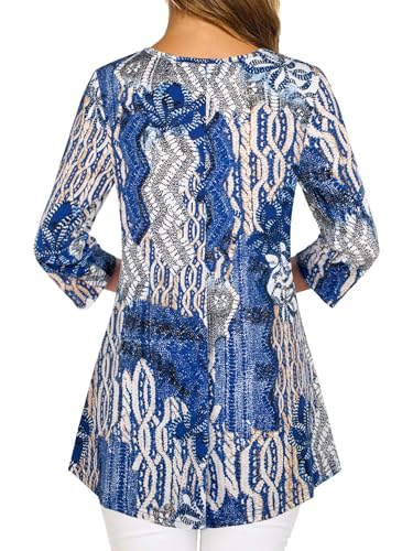 Image of Nandashe Womens 3 /4 Sleeves Floral Tunic Shirts Summer Casual Dressy Blouse Tops