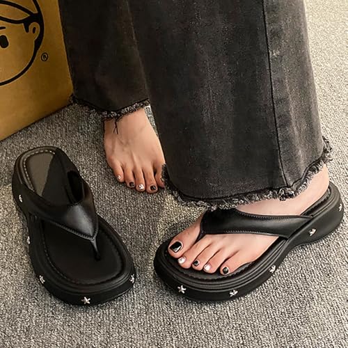 Harssidanzar Womens EVA Platform Flip Flops - Stylish 4cm≈1.57 inches Heel Thong Sandals for Summer HL235US3