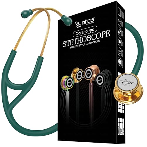 Image of Otica Gold Finish Master-Style Cardiology Stethoscope, Premium Acoustic Performance, Durable Design, Ideal for Doctors, Nurses, EMTs, Medical Students (Green)