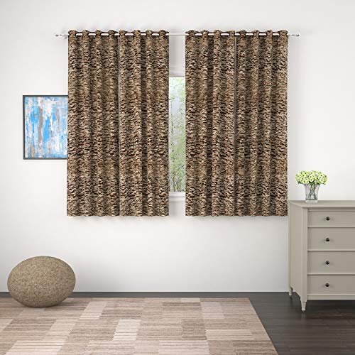 Image of Story@Home Bloom Collection Room Darkening Window Curtains 5 feet Long Set of 4 for Living Room, Bedroom, Kids Room - Chocolate Brown