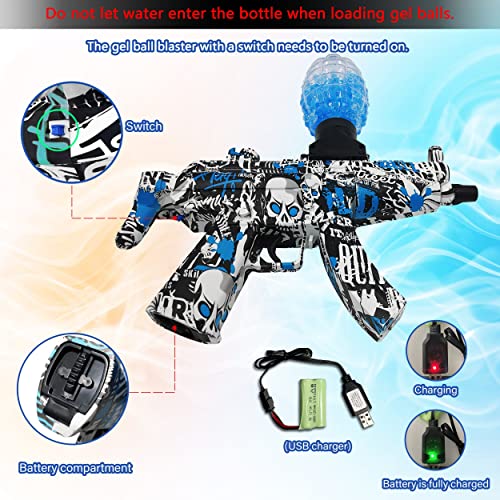 Electric Gel Ball Blaster, Rohiqa Gel Ball Automatic Toy, With 30000 Water Gel Beads, Splatter Ball Blaster Toy, Outdoor Activities Team Games, For Boys, Girls And Adults, Ages 12+ (Blue) #TOP5