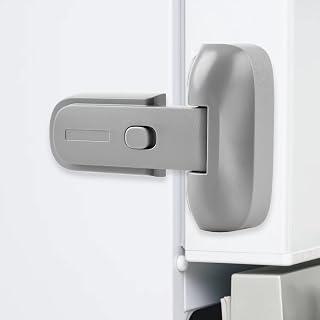 Freezer Door Lock for Kids - Refrigerator Fridge Door Lock，Child Proof Fridge Freezer Door Lock Apply to Max 1"(25mm) Sealing Strip for Toddlers and Kids, no Tools Need or Drill (Grey)