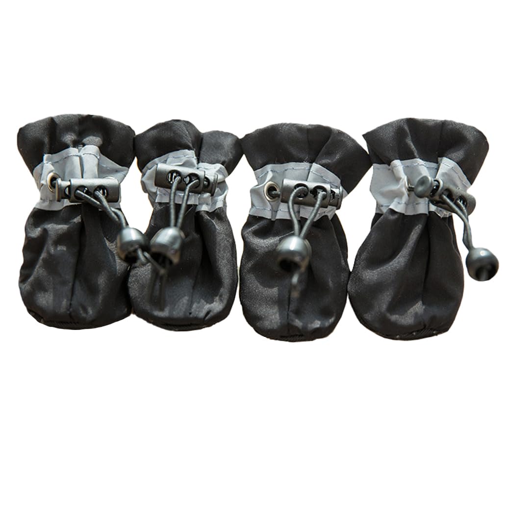 Leconpet Dog Boots Waterproof with Soft Anti-Slip Sole, Adjustable Elastic Straps, Reflective, for Small Medium Large Dogs (Black, 5)