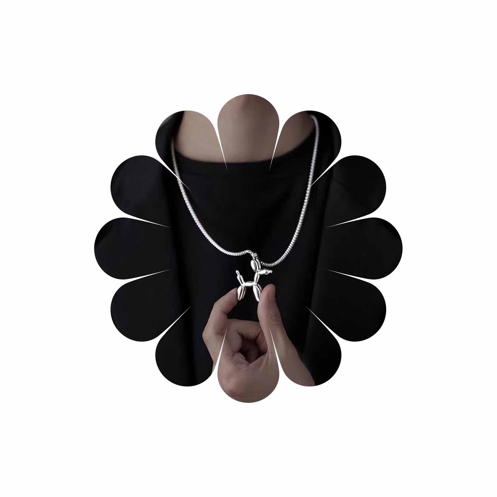 Zeshimb Silver Bear Necklace Necklace Graffiti Bear Pendant Necklace Long Box Link Chain Necklace Cute Cartoon Animal Bear Sweater Chain Necklace