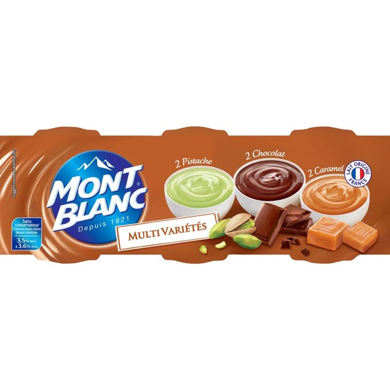 Crème Dessert Chocolat Caramel Pistache - Pack de 6 Pots de 125g - Lot De 3