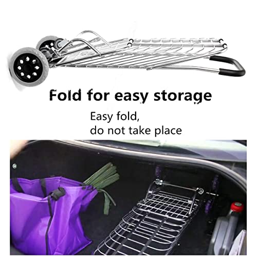 Image of AR Mall 4 Wheel Shopping Trolley for Grocery Foldable Cart Portable Vegetable Shopping Trolley with Wheels Luggage Transfer Trolley Shopping Mall Super Market Hand Truck Cart for Home (4 Wheel)