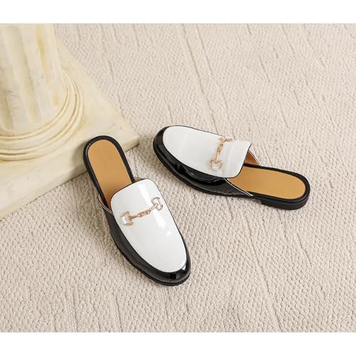 Image of FLQL Men's Leather Scuff Slippers Velvet Slip On Loafers Fashion Backless Mule Clogs Anti-Slip Sandals Slides for Men and Women Designer Size 7-13