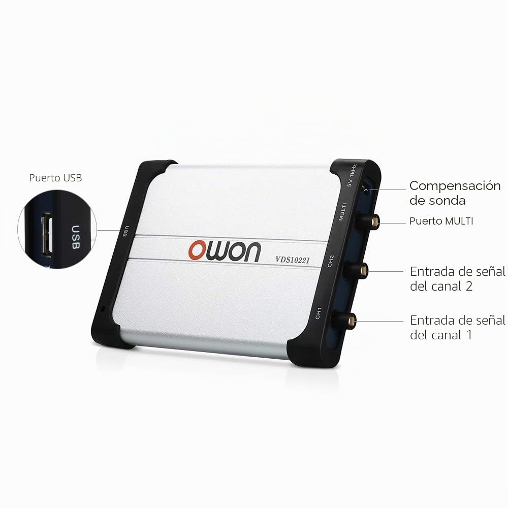 Owon VDS1022I osciloscopio virtual de doble canal ancho de banda de 25 m USB aislamiento 100MS/S tasa de muestra