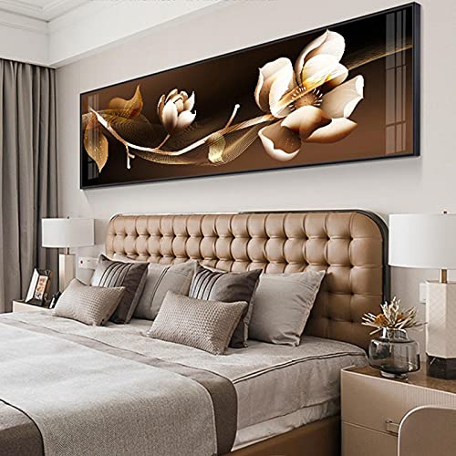 Toile murale fleur papillon noir et doré 60x180 cm pour la décoration moderne d'une chambre